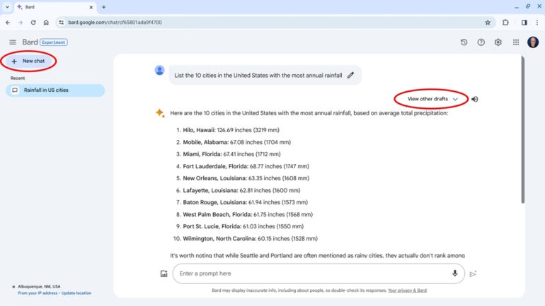 View Other Drafts to Access Alternatively Formatted Responses, Which Sometimes Display Data in a Table Rather Than a List Format.