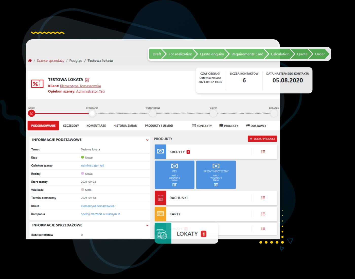 Sample Sales Dashboard on the Yetiforce Crm.