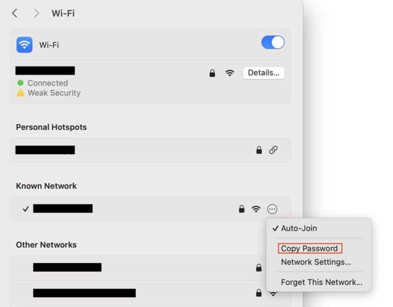 You Must Copy the Wi-fi Password in Order to View It on a Mac.