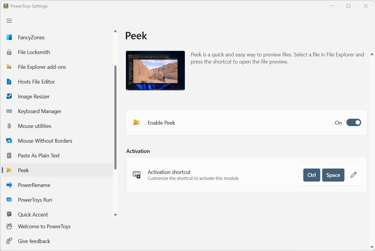 Peek into the Powertoys Menu.