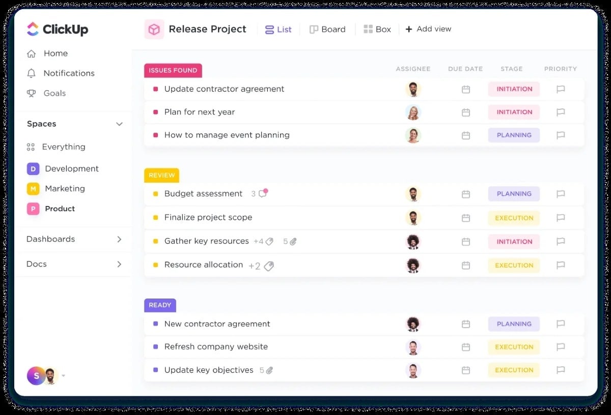 Clickup Marketing Project Dashboard