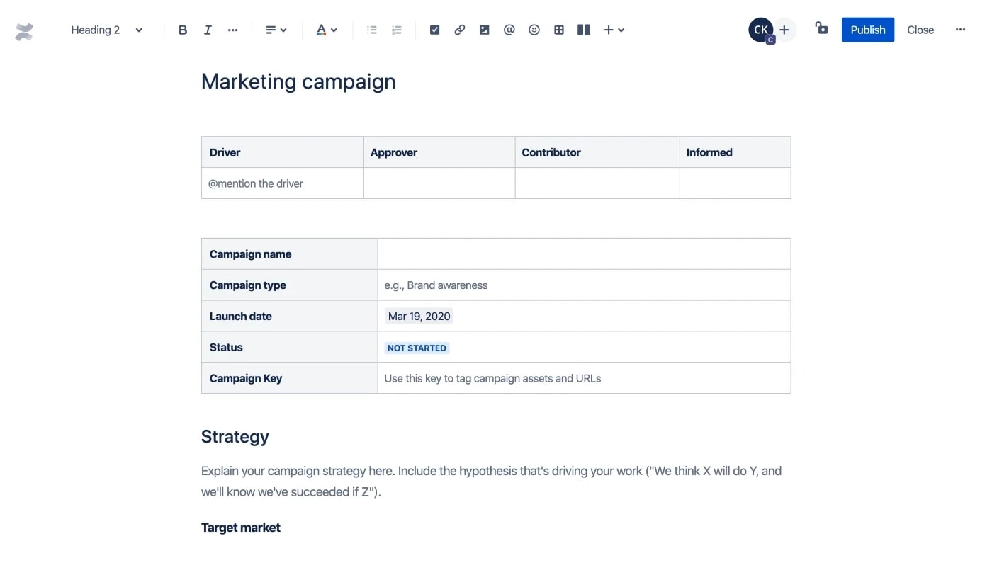 Confluence Marketing Campaign Dashboard