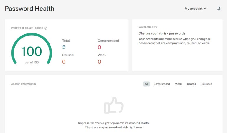 Dashlane Interface.