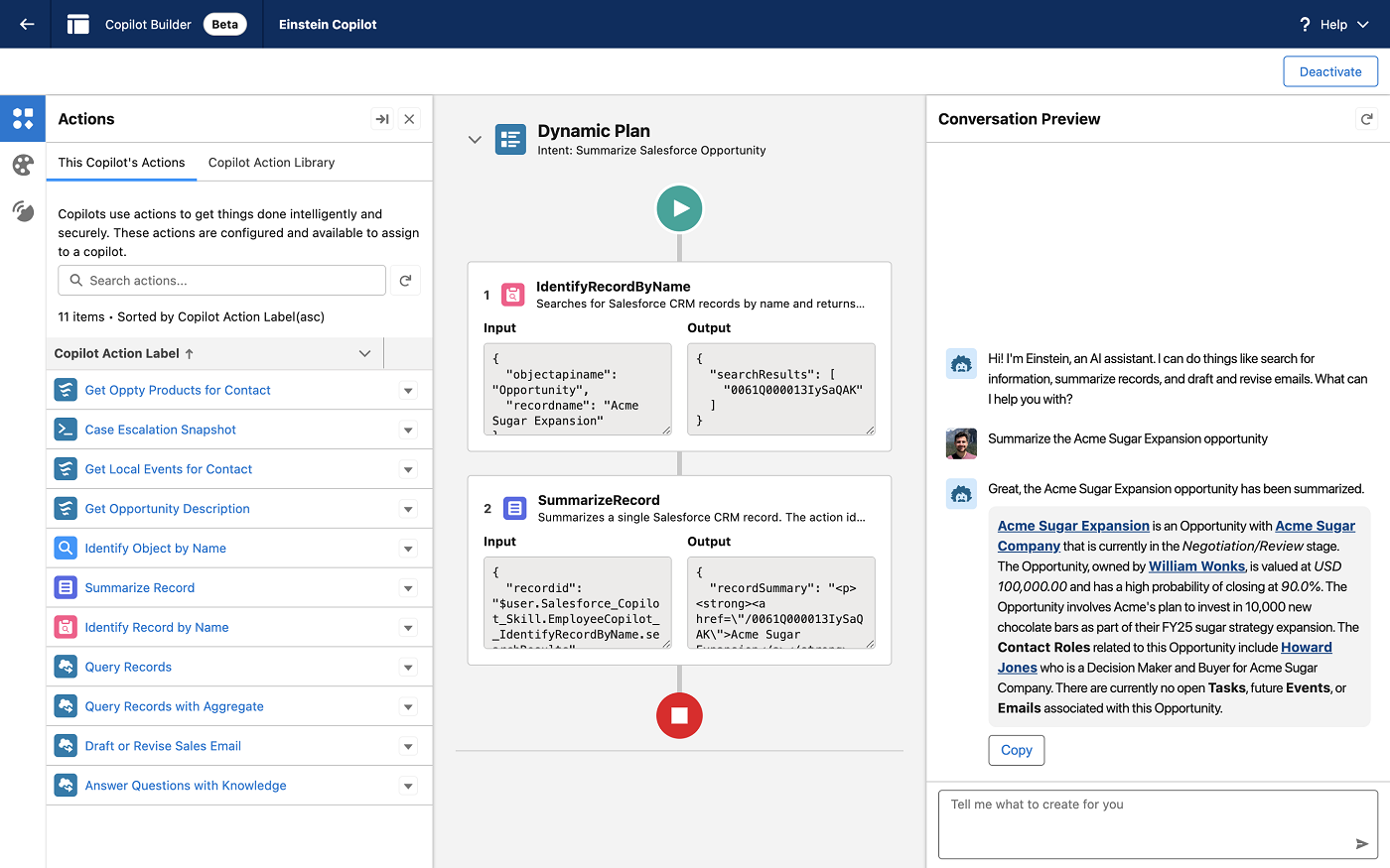 an Example of Building a Copilot, a Generative Ai Assistant, in Einstein 1 Studio's Copilot Builder.