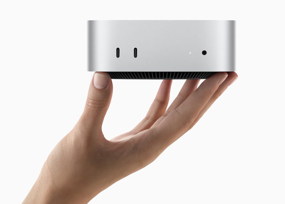 the 2024 Mac Mini is Just Five Inches by Five Inches Square.