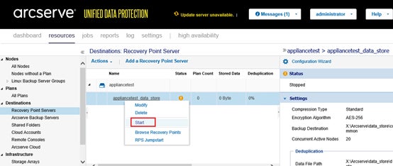 Arcserve Unified Data Protection Interface.