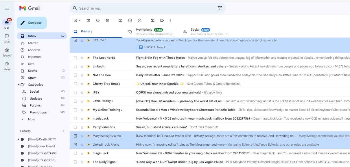 Gmail Interface.