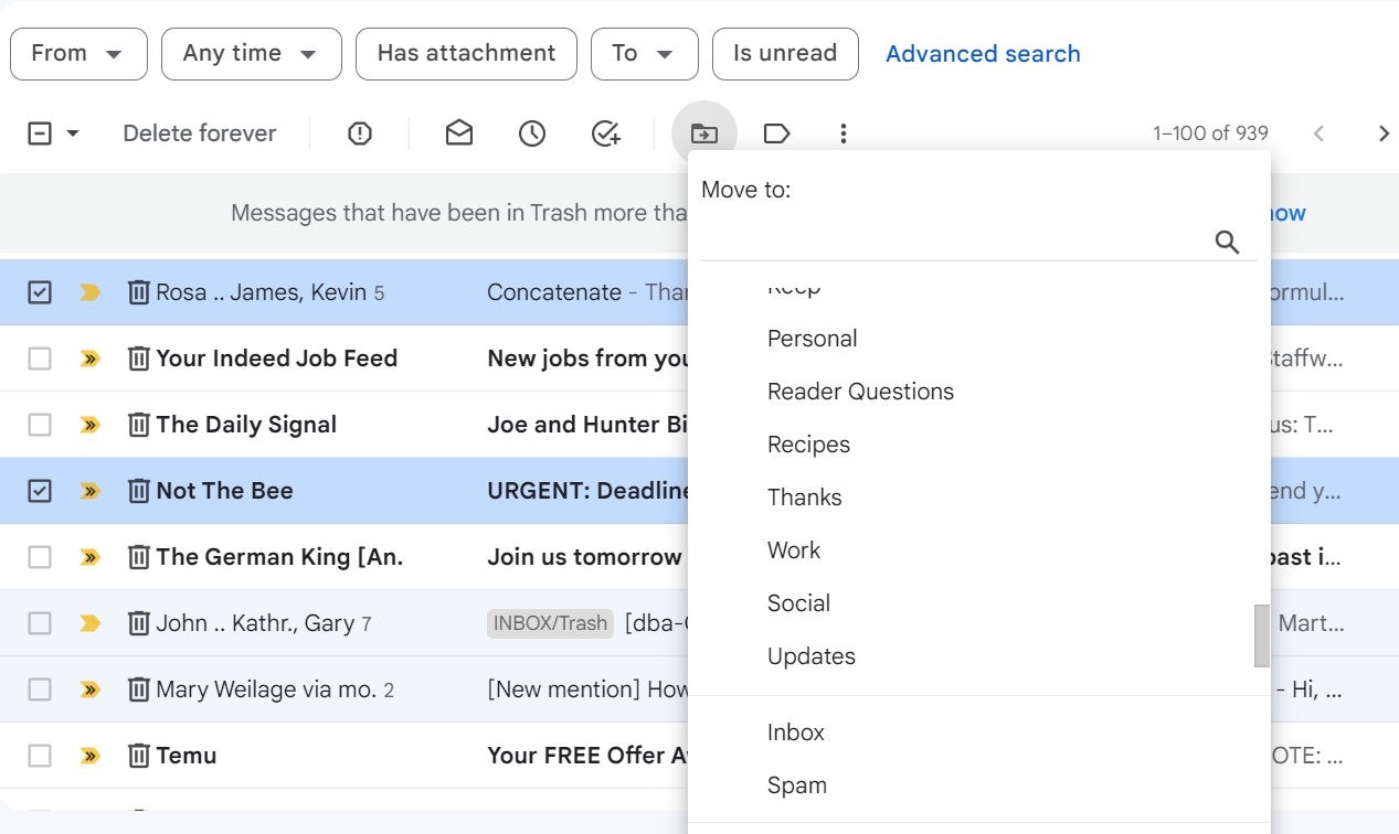 Gmail Interface.