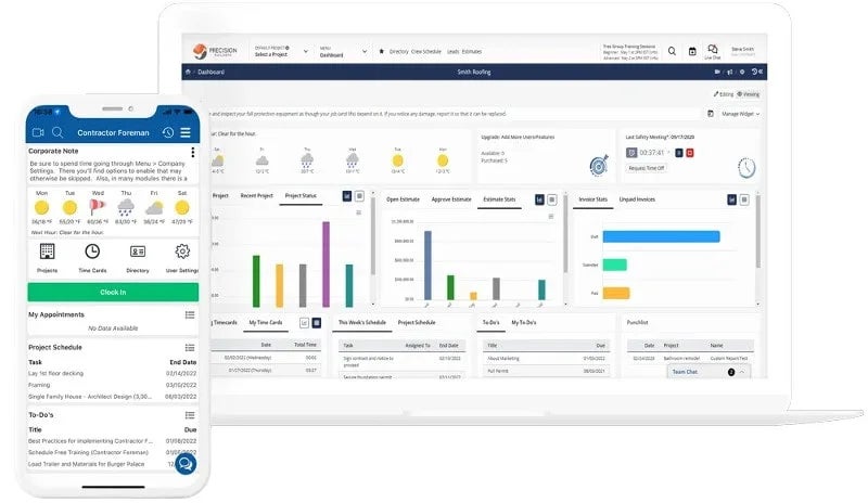 Contractor Foreman Dashboard and Mobile App.