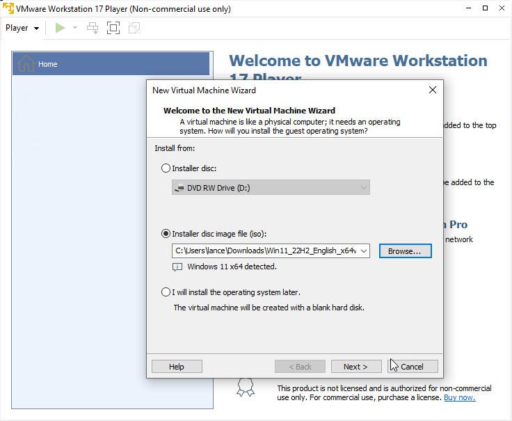 Use the New Virtual Machine Wizard to Set Up Your Virtual Machine.