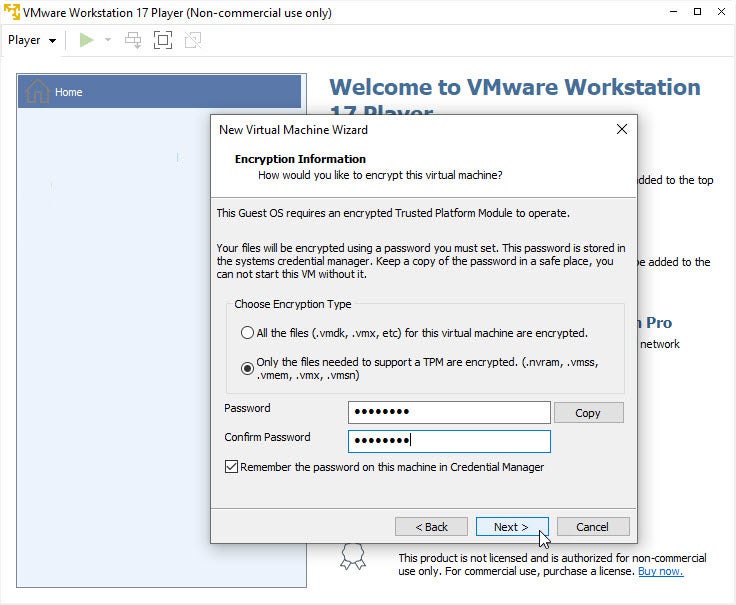 Set Up an Encrypted Trusted Platform Module for Your Virtual Machine.