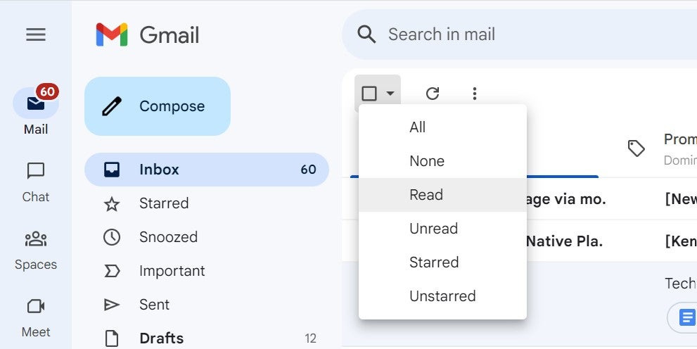 Gmail Interface.