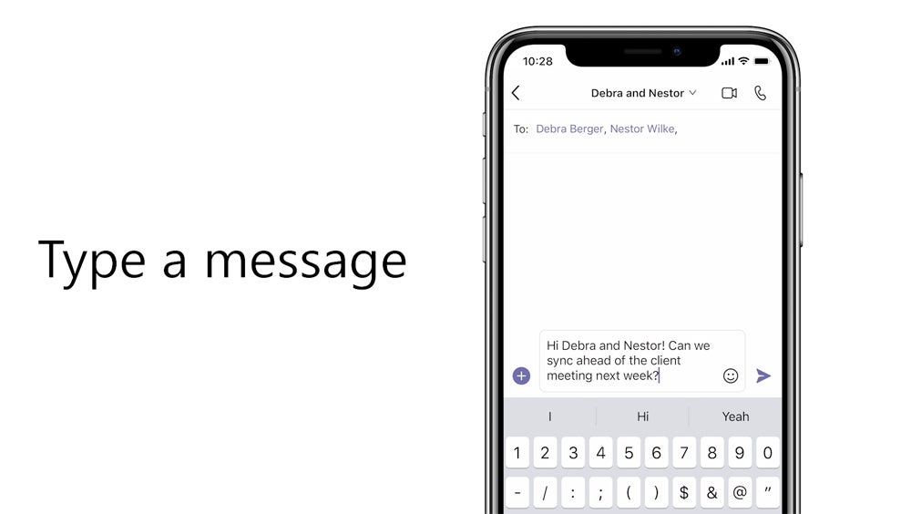 Microsoft Teams Mobile Start Chat.