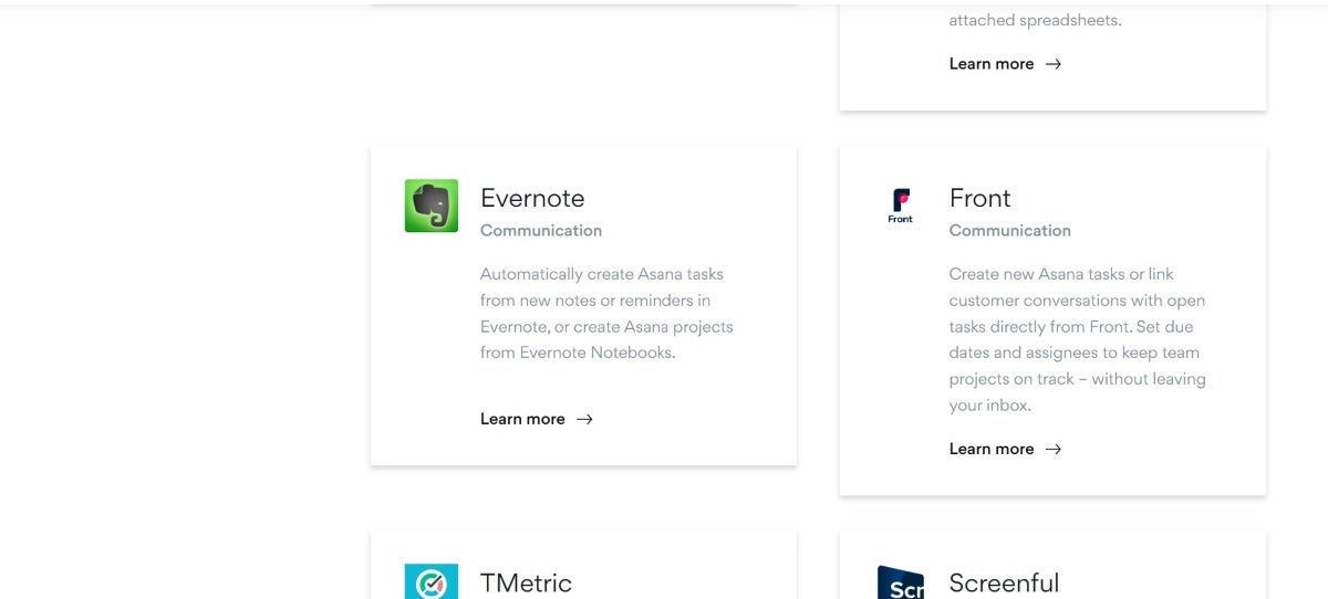 a Few of the Integrations Available in Asana.