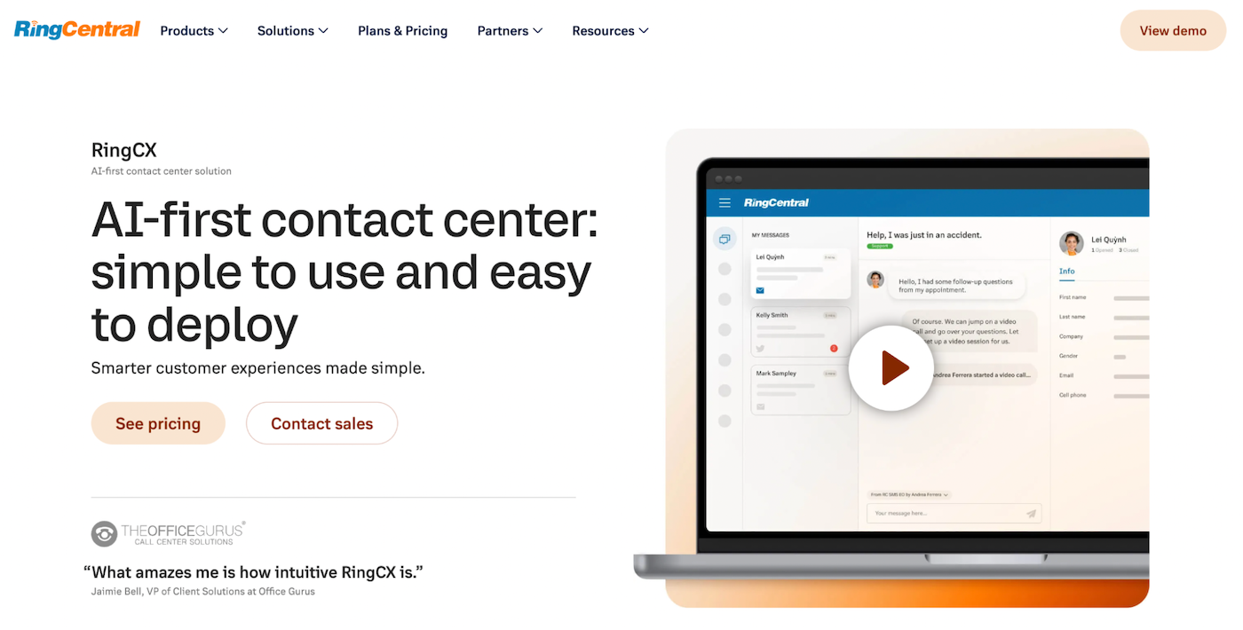 Ringcentral’s Contact Center.