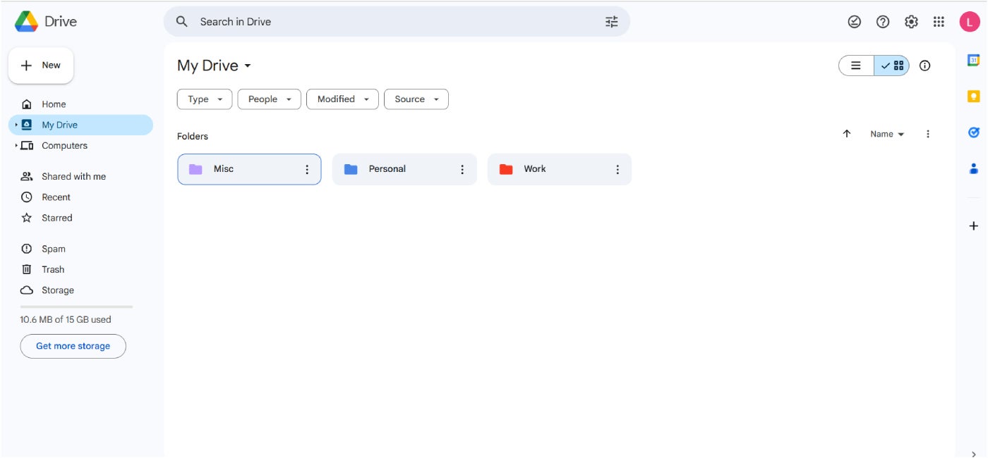 Google Drive's main dashboard.