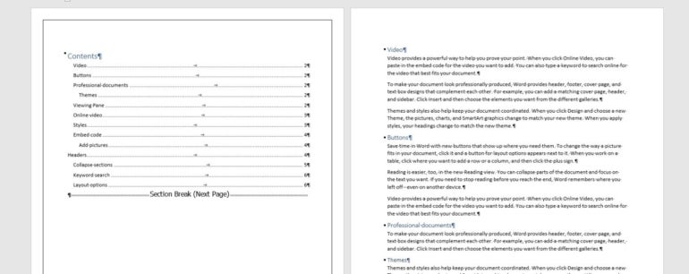 the Section Break Allows You to Display a Page Border on Only the Table of Contents Page.