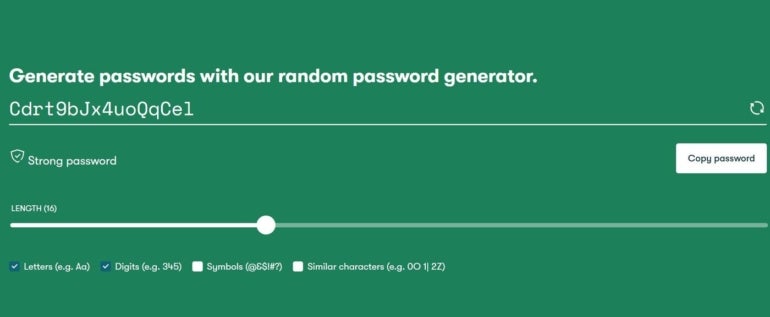 Dashlane Password Generator.