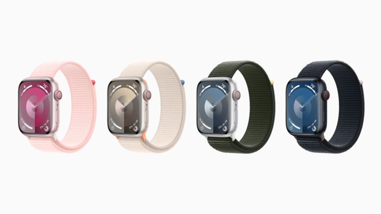 Apple Watch Series 9 Lineup with Varying Array of Case and Color Options.