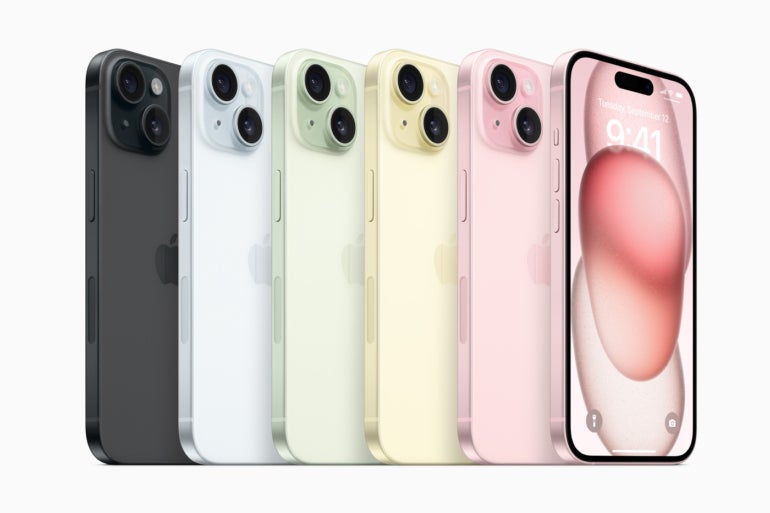 the Iphone 15 Comes in New Colors: Pink, Yellow, Green, Blue and Black.